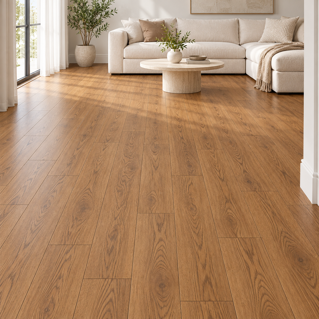Honey Brown Wood Grain Peel & Stick PVC Floor & Wall Tiles