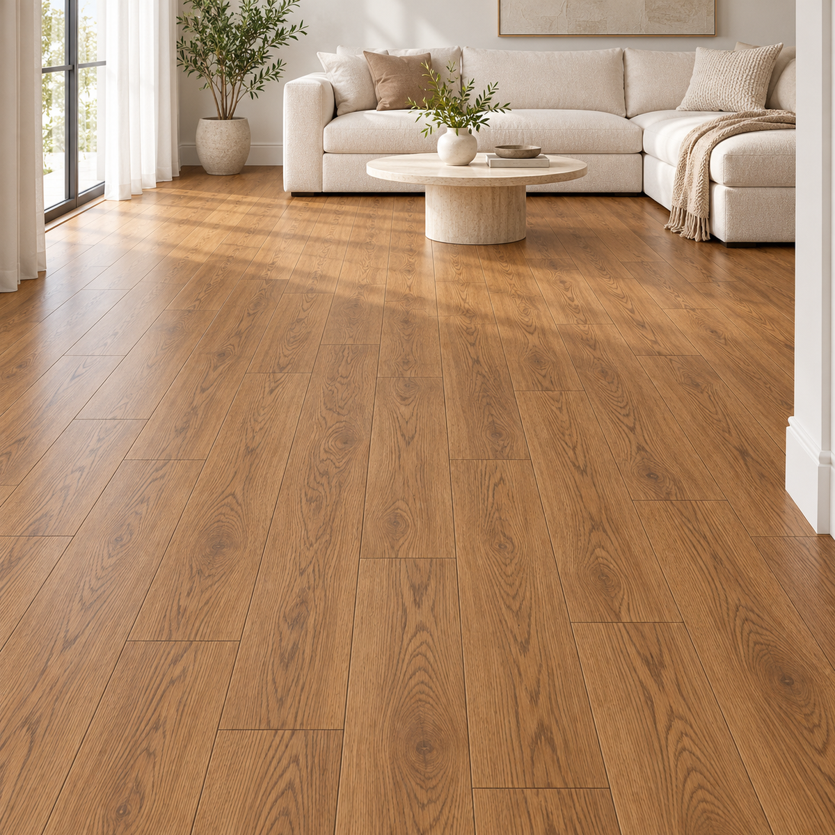 Honey Brown Wood Grain Peel & Stick PVC Floor & Wall Tiles