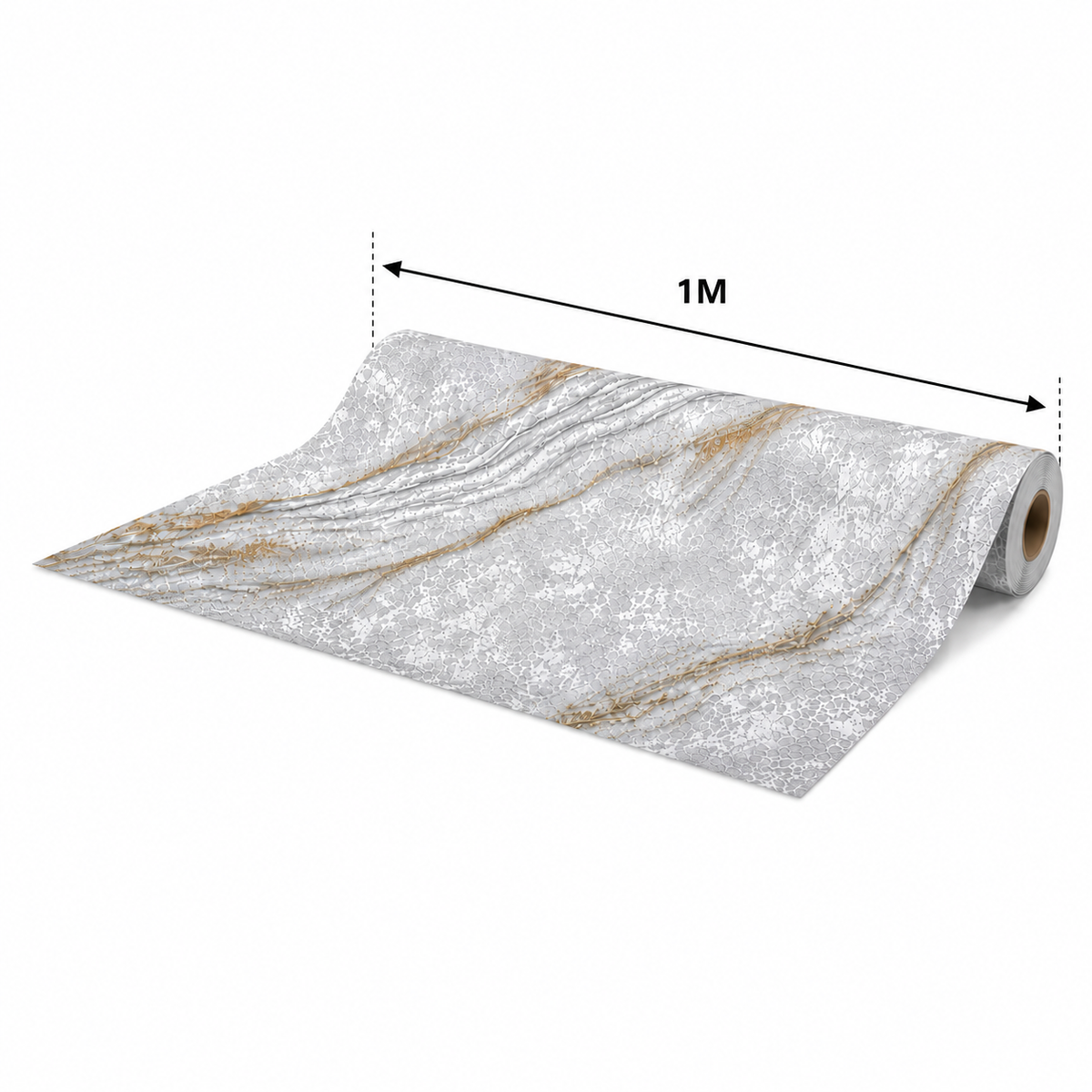 3D Marble Effect Wallpaper Roll Grey Gold Vinyl 15.6m x 1m