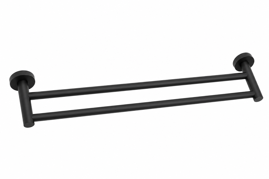 60cm Double Towel Rail Wall Mounted Stainless Steel - Matte Black