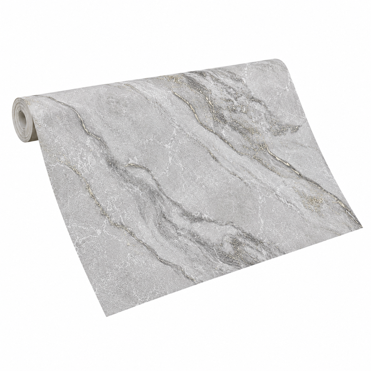 3D Light Grey Marble Vinyl Wallpaper - 15.6m x 1m