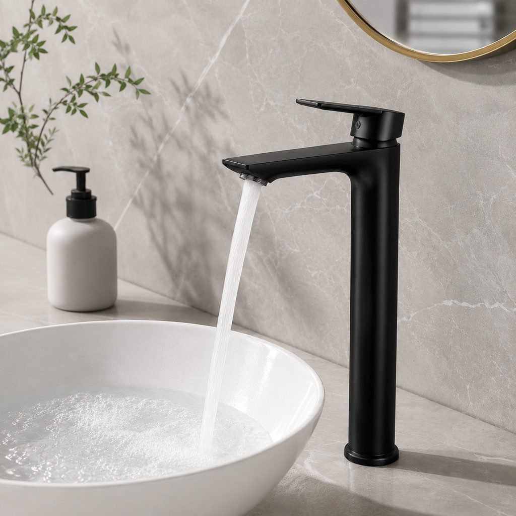 Tall Bathroom Basin Mixer Tap - High Rise Single Lever Faucet