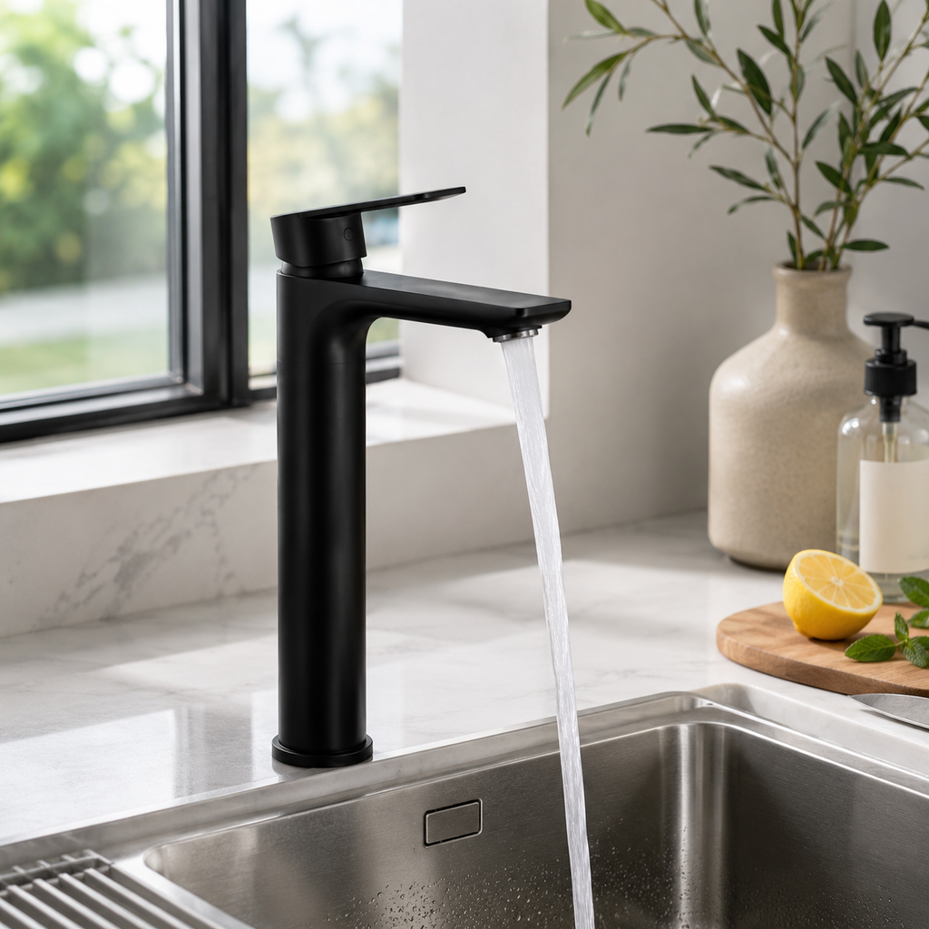 Tall Bathroom Basin Mixer Tap - High Rise Single Lever Faucet