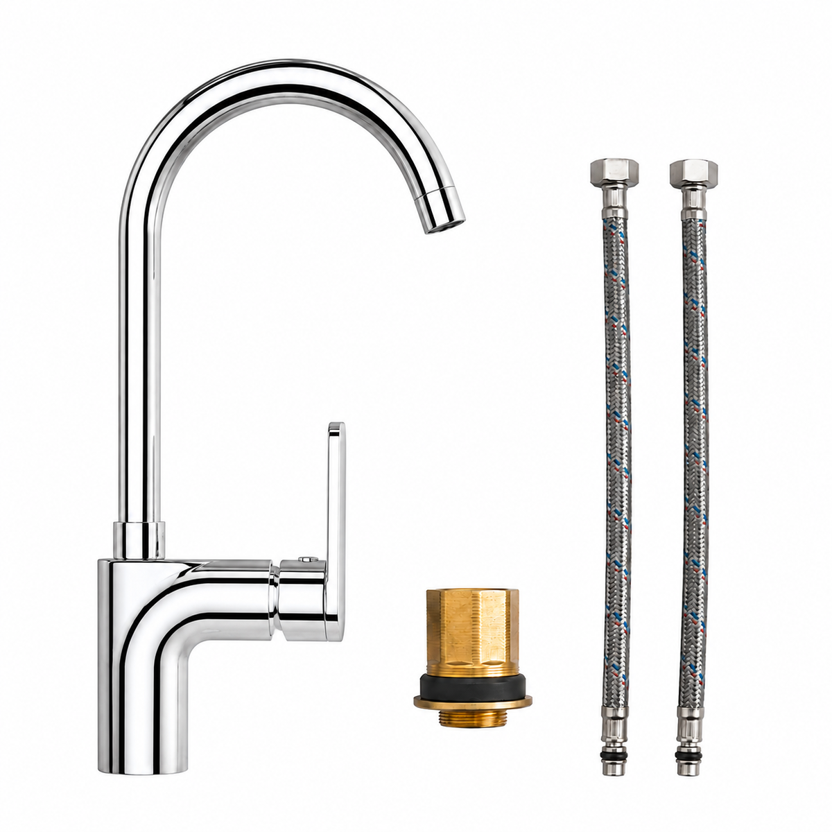 High Arc Single Lever Sink Mixer Tap - Silver