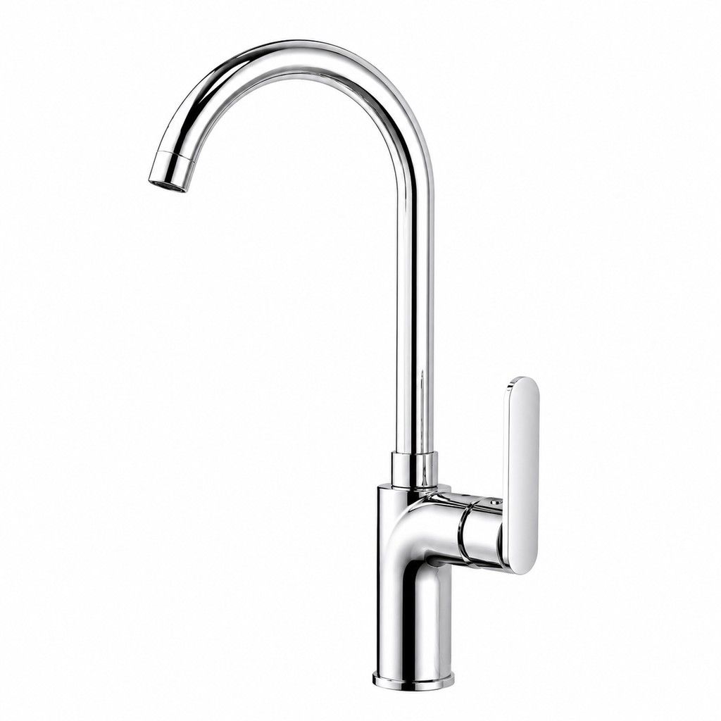 High Arc Single Lever Sink Mixer Tap - Silver