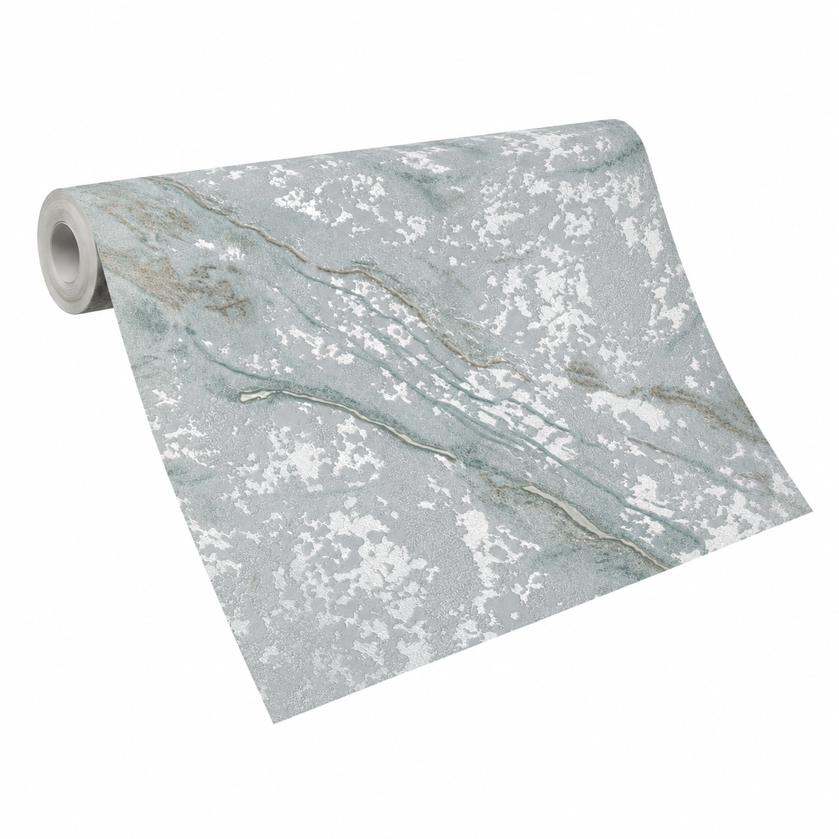 3D Pale Green & Grey Marble Vinyl Wallpaper - 15.6m x 1m