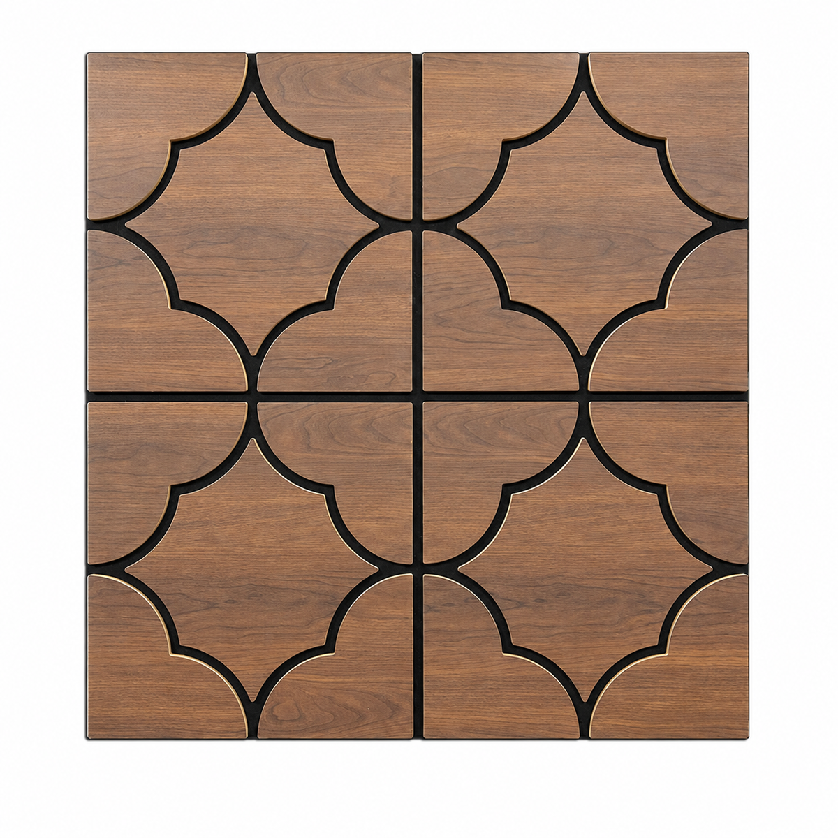 Decorative Acoustic Wall Panels - Brown Wood Effect Geometric Design - Pack of 2