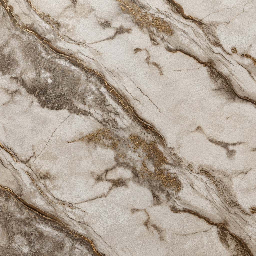 3D Beige Gold Marble Vinyl Wallpaper - 15.6m x 1m