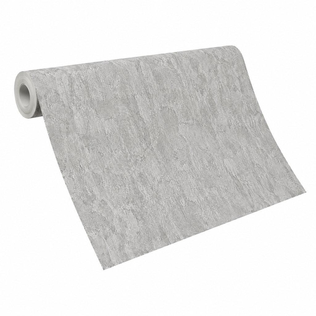 3D Embossed Light Grey Concrete Texture Vinyl Wallpaper - 15.6m x 1m